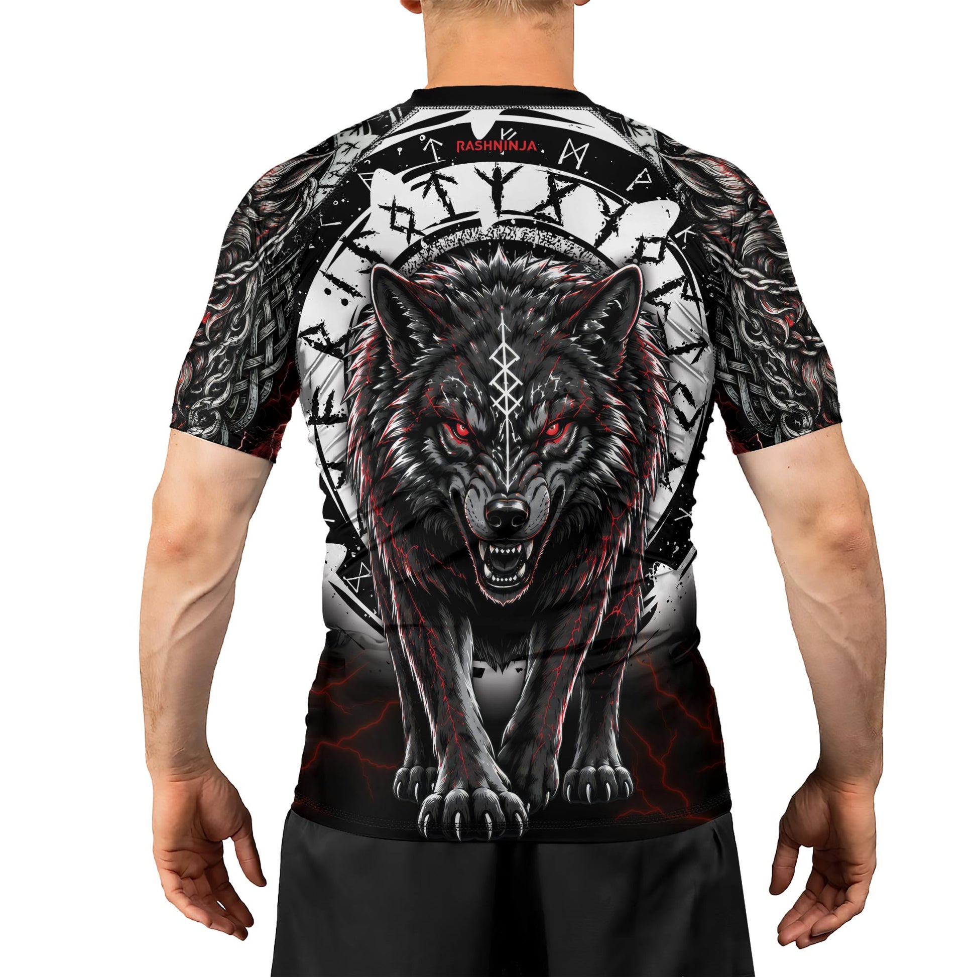 Rashninja Blood Fenrir Wolf Men's Short Sleeve Rash Guard