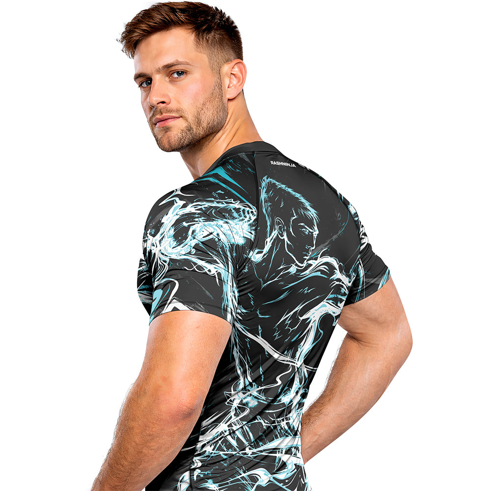 Rashninja Cyber Shadow Fighter Men's Short Sleeve Rash Guard