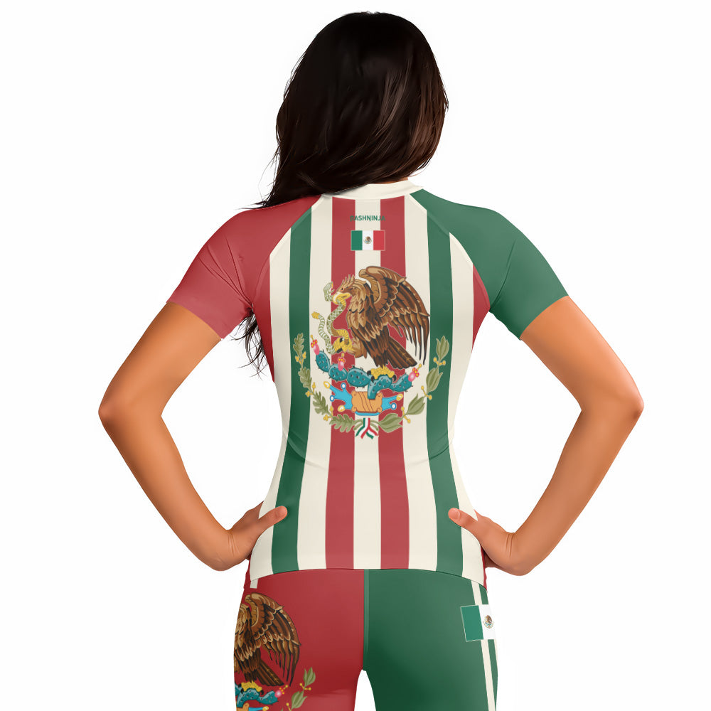 Rashninja Patriot Mexico Flag Women's Short Sleeve Rash Guard