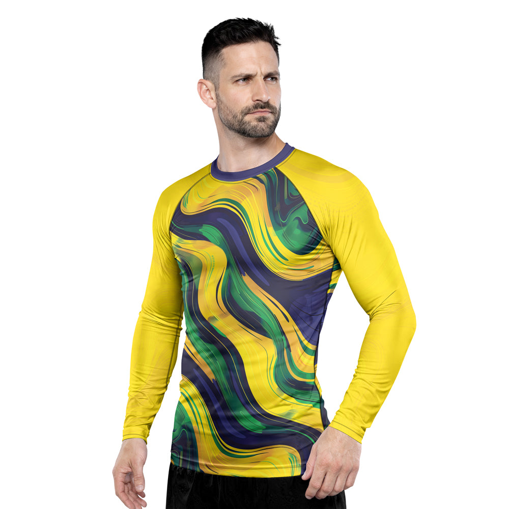 Rashninja Patriot Brazil Flag Men's Long Sleeve Rash Guard