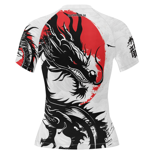 Rashninja Dragon White Sunwave Women's Short Sleeve Rash Guard