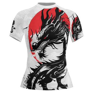 Rashninja Dragon White Sunwave Women's Short Sleeve Rash Guard