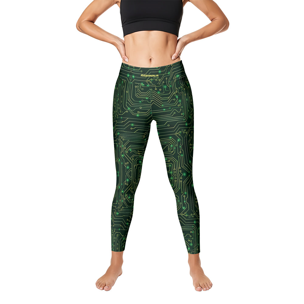 Rashninja Green Cyber Circuit Women's Leggings