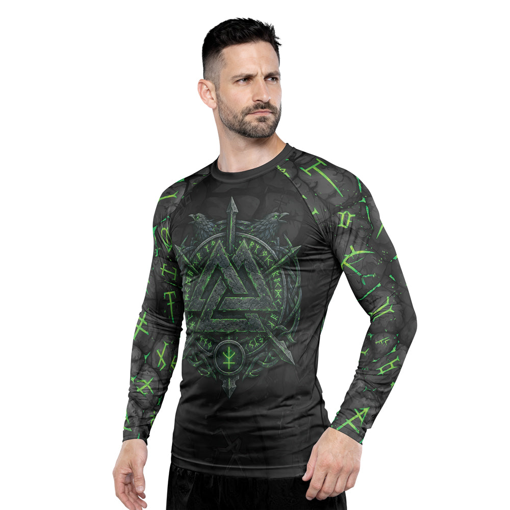 Rashninja Viking Raven Vegvisir Men's Long Sleeve Rash Guard