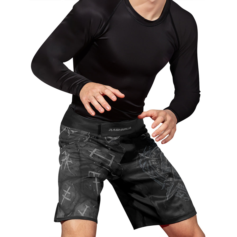 Rashninja Viking Raven Vegvisir Men's Fight Shorts