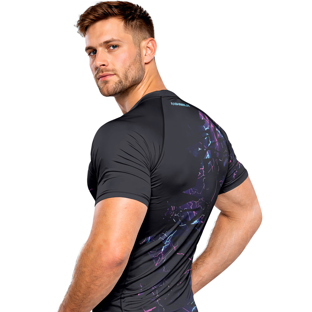 Rashninja Cyber Lightning Men's Short Sleeve Rash Guard