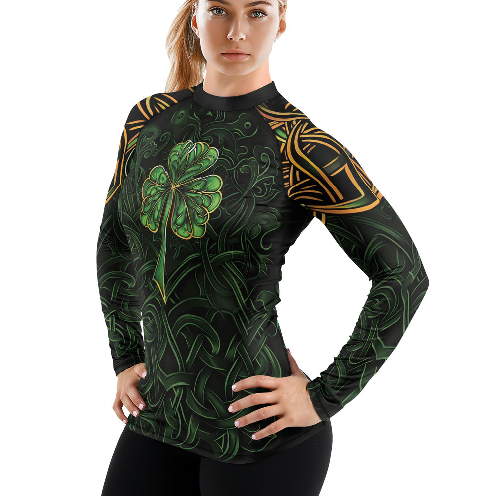 Rashninja Irish Celtic Clover Women's Long Sleeve Rash Guard – St. Patrick's Day Edition