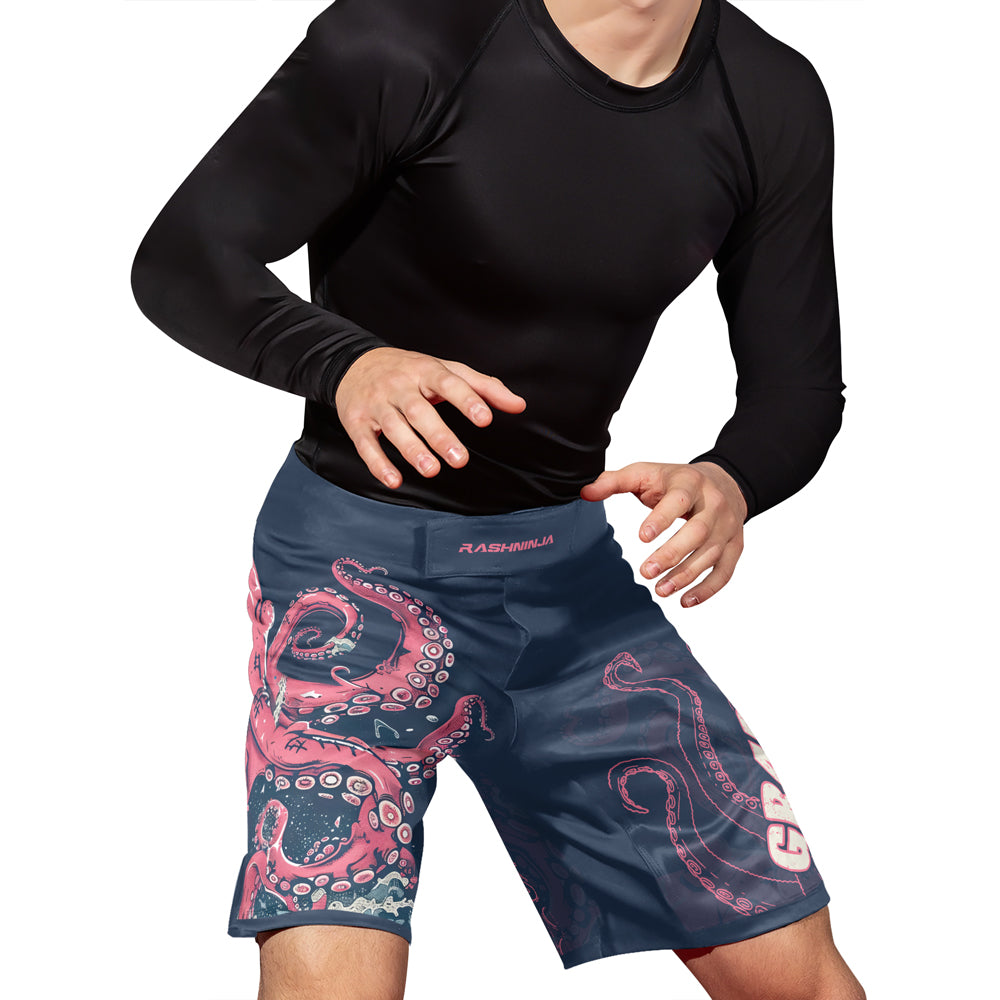 Rashninja Octopus Pink Kraken Men's Fight Shorts