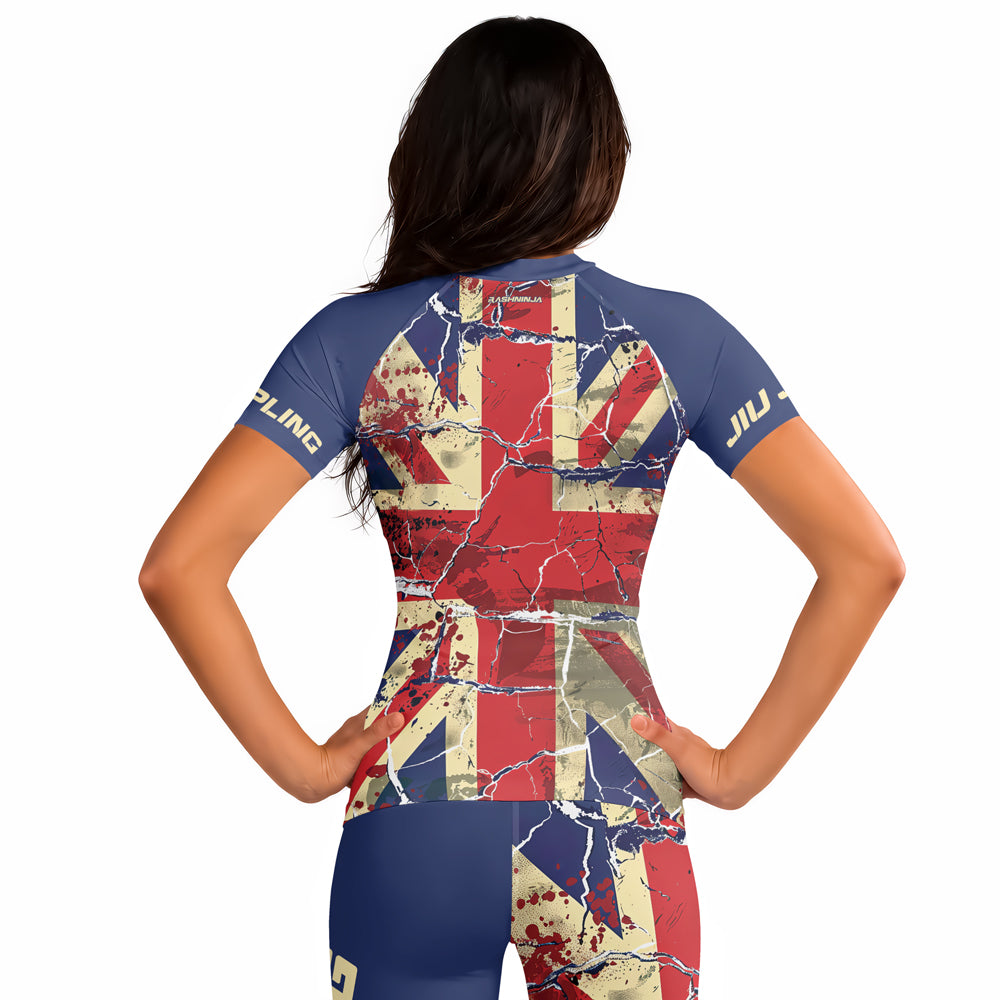 Rashninja Patriot United Kingdom Flag Women's Short Sleeve Rash Guard