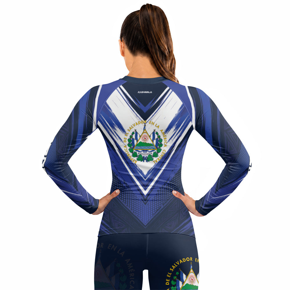 Rashninja Patriot El Salvador Flag Women's Long Sleeve Rash Guard