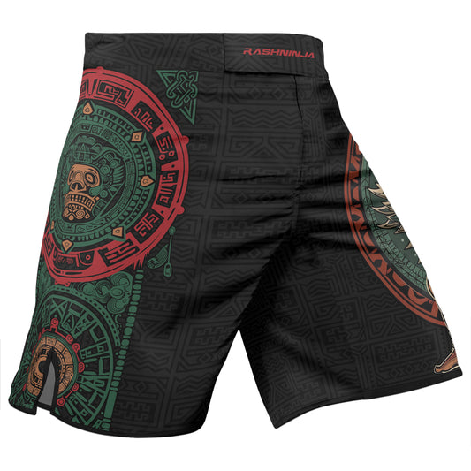 Rashninja Aztec Warrior Red Feather Men's Fight Shorts