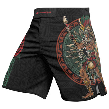 Rashninja Aztec Warrior Red Feather Men's Fight Shorts