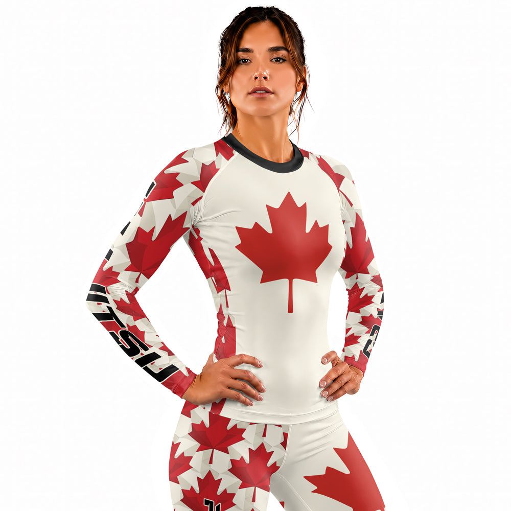 Rashninja Patriot Canada Flag Women's Long Sleeve Rash Guard