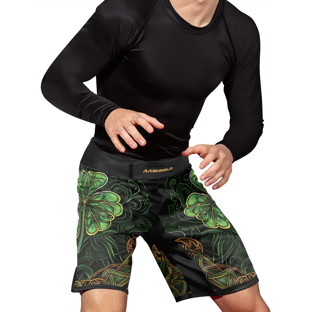Rashninja Irish Celtic Clover Men's Fight Shorts – St. Patrick's Day Edition