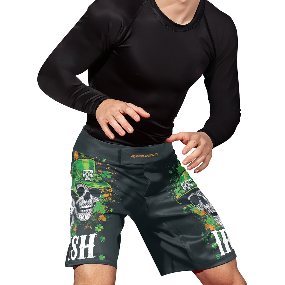 Rashninja Irish Leprechaun Skull Men's Fight Shorts