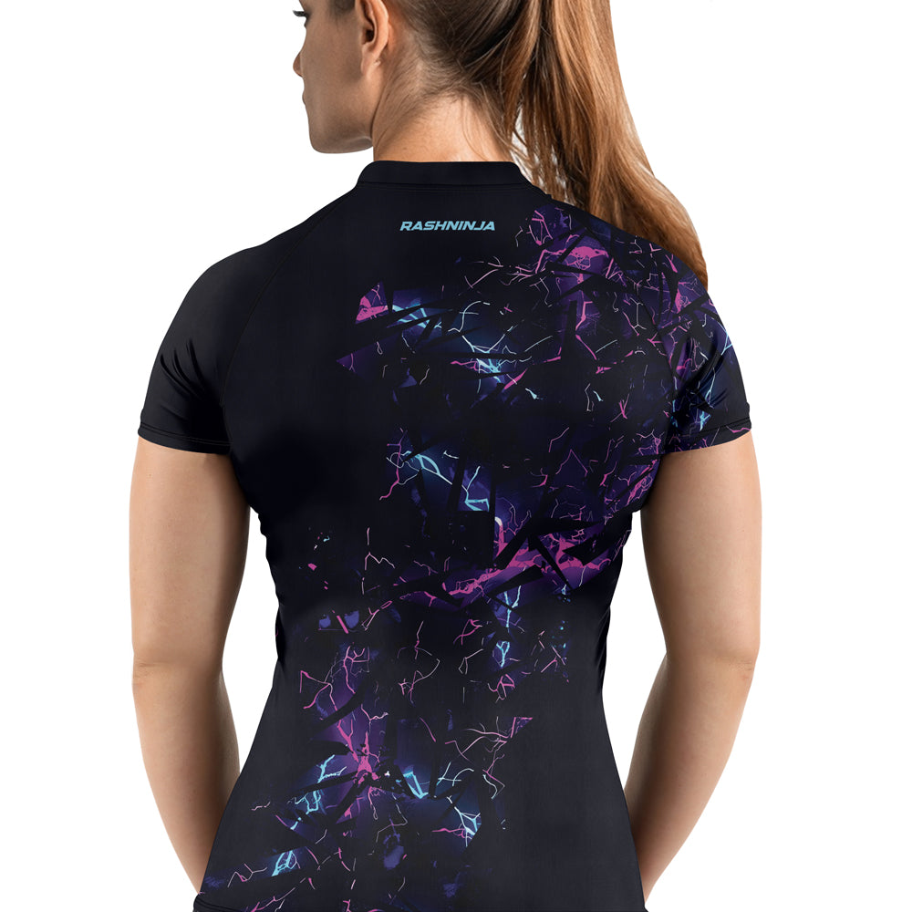 Rashninja Cyber Lightning Women's Short Sleeve Rash Guard