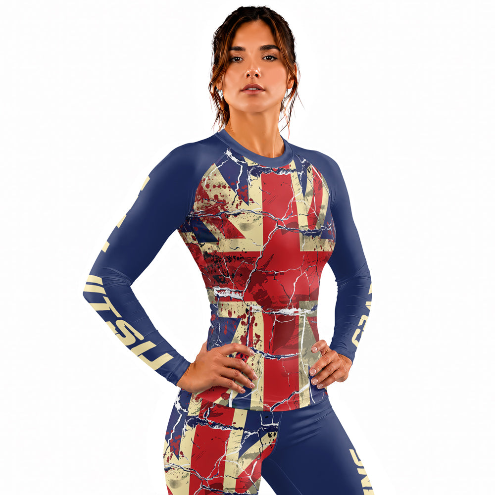 Rashninja Patriot United Kingdom Flag Women's Long Sleeve Rash Guard