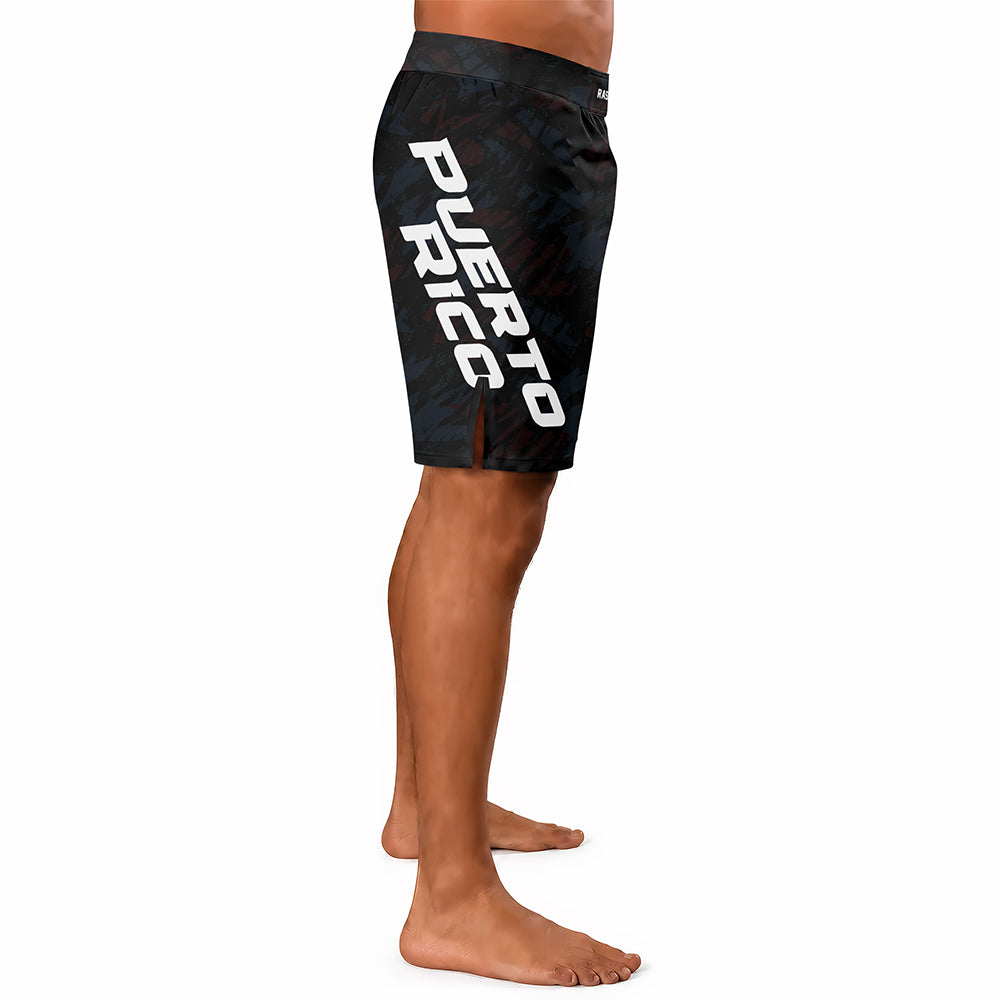 Rashninja Patriot Puerto Rico Flag Men's Fight Shorts