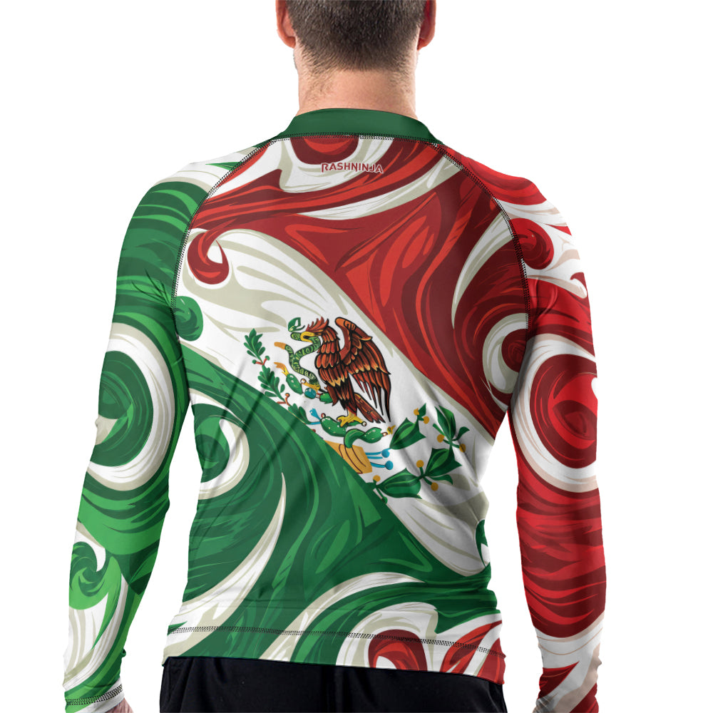 Rashninja Patriot Mexico Flag Men's Long Sleeve Rash Guard