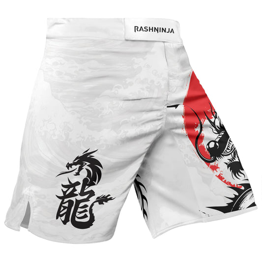 Rashninja Dragon White Sunwave Men's Fight Shorts