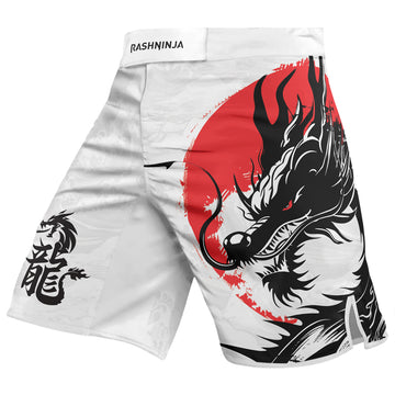 Rashninja Dragon White Sunwave Men's Fight Shorts