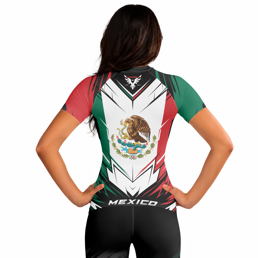 Rashninja Patriot Mexico Flag Women's Short Sleeve Rash Guard