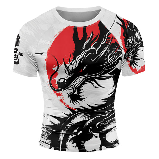 Rashninja Dragon White Sunwave Men's Short Sleeve Rash Guard