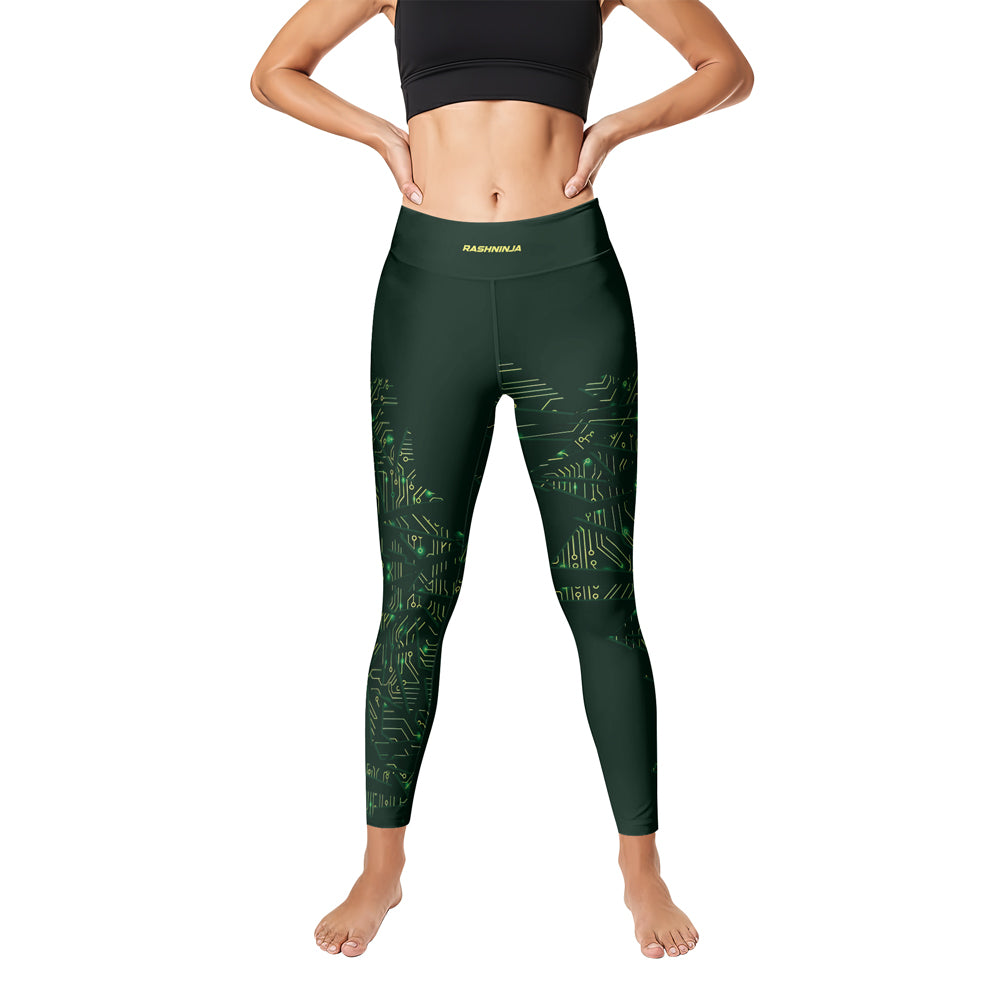 Rashninja Green Cyber Circuit Women's Leggings