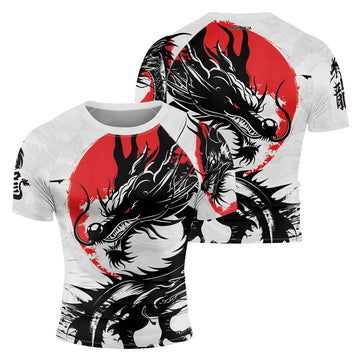 Rashninja Dragon White Sunwave Men's Short Sleeve Rash Guard