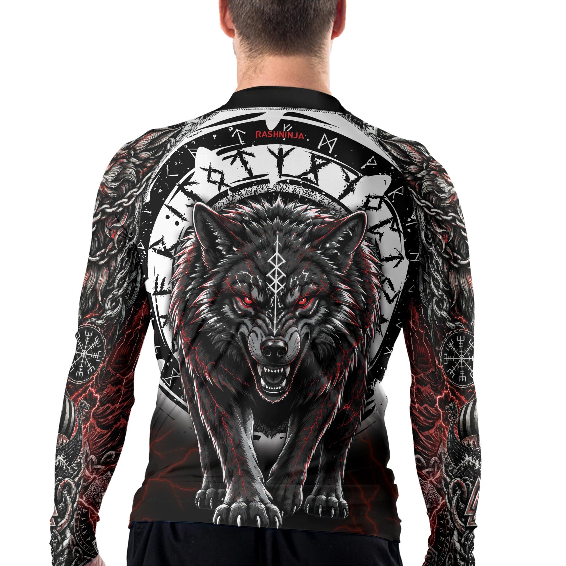 Rashninja Blood Fenrir Wolf Men's Long Sleeve Rash Guard