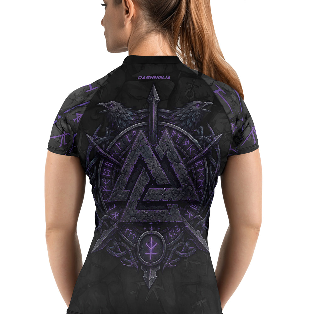 Rashninja Viking Raven Vegvisir Women's Short Sleeve Rash Guard