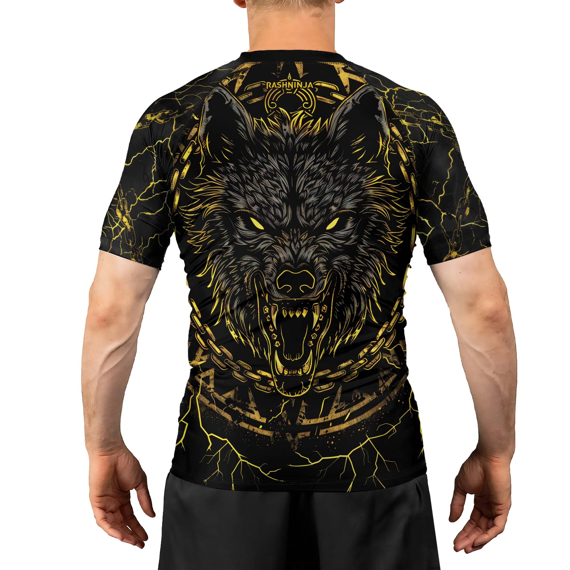Rashninja Viking Fenrir Wol Men's Short Sleeve Rash Guard