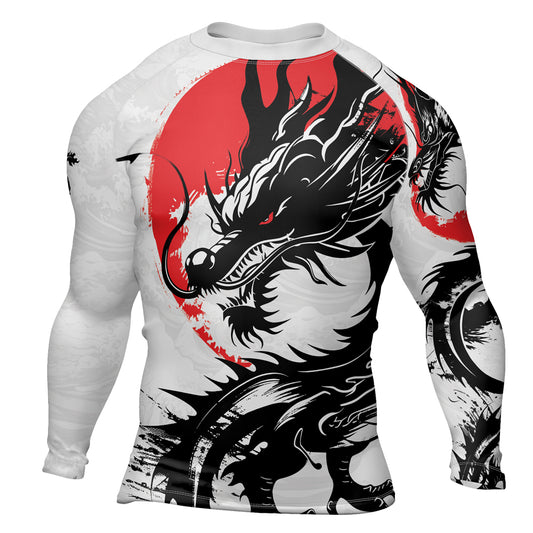 Rashninja Dragon White Sunwave Men's Long Sleeve Rash Guard