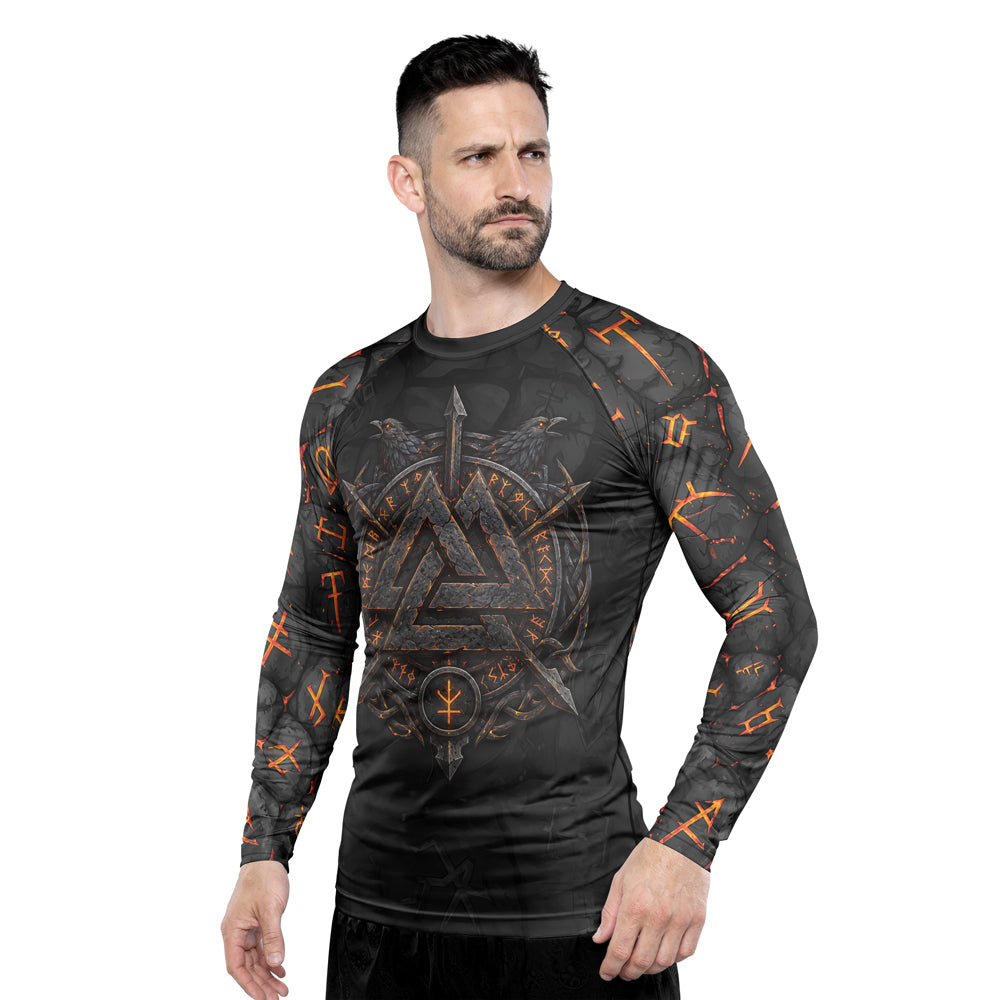 Rashninja Viking Raven Vegvisir Men's Long Sleeve Rash Guard
