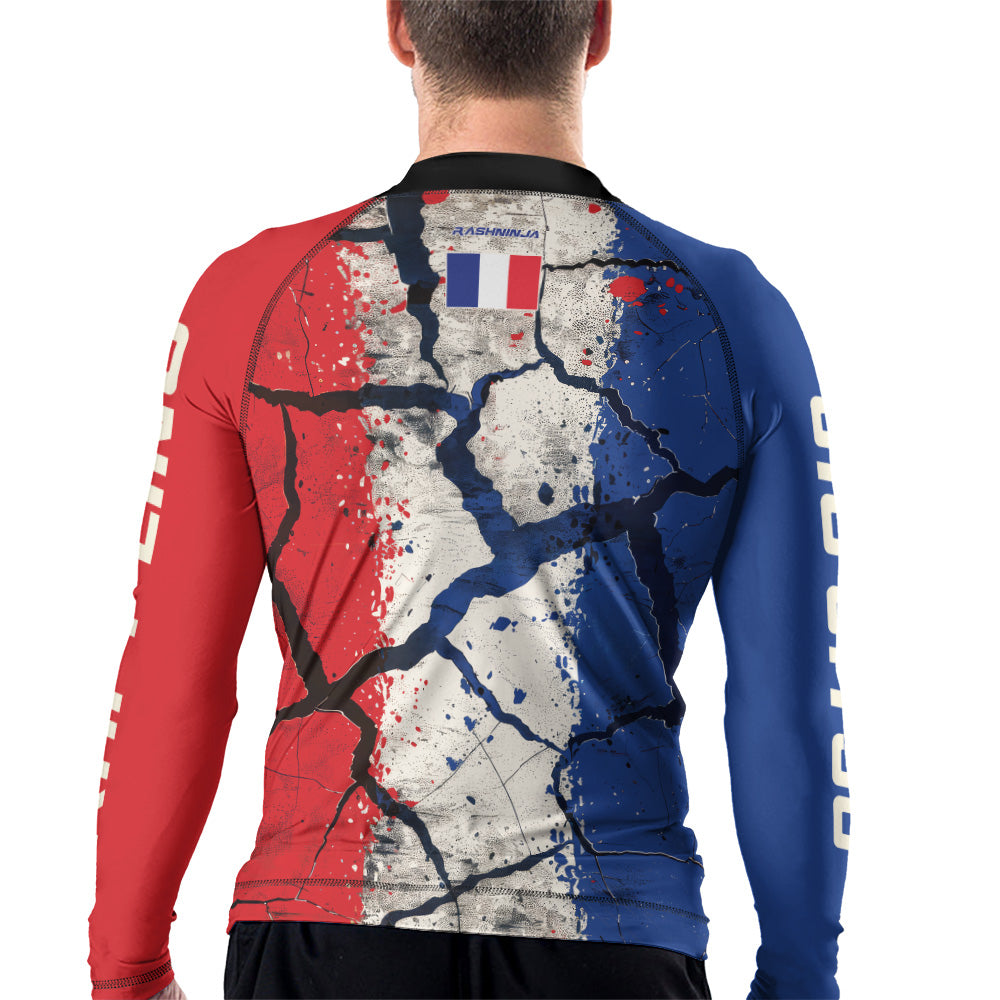 Rashninja Patriot France Flag Men's Long Sleeve Rash Guard