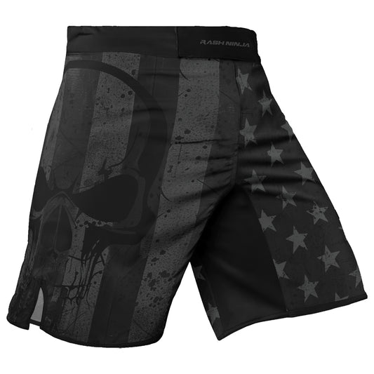Rashninja Patriotic Skull Flag Men's Fight Shorts