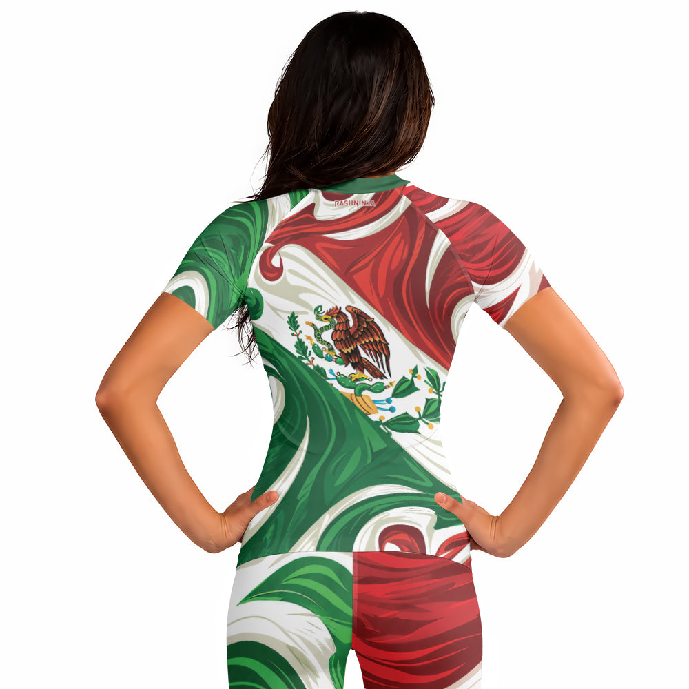Rashninja Patriot Mexico Flag Women's Short Sleeve Rash Guard