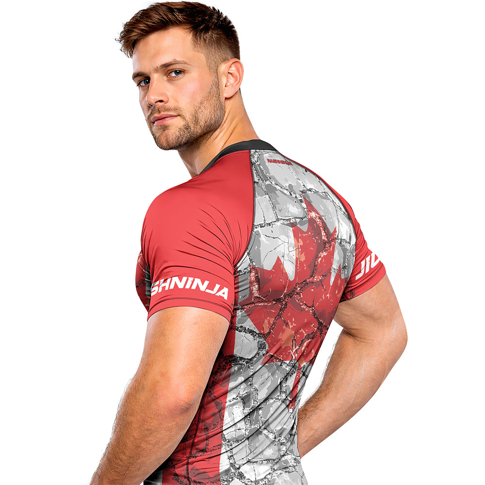 Rashninja Patriot Canada Flag Men's Short Sleeve Rash Guard