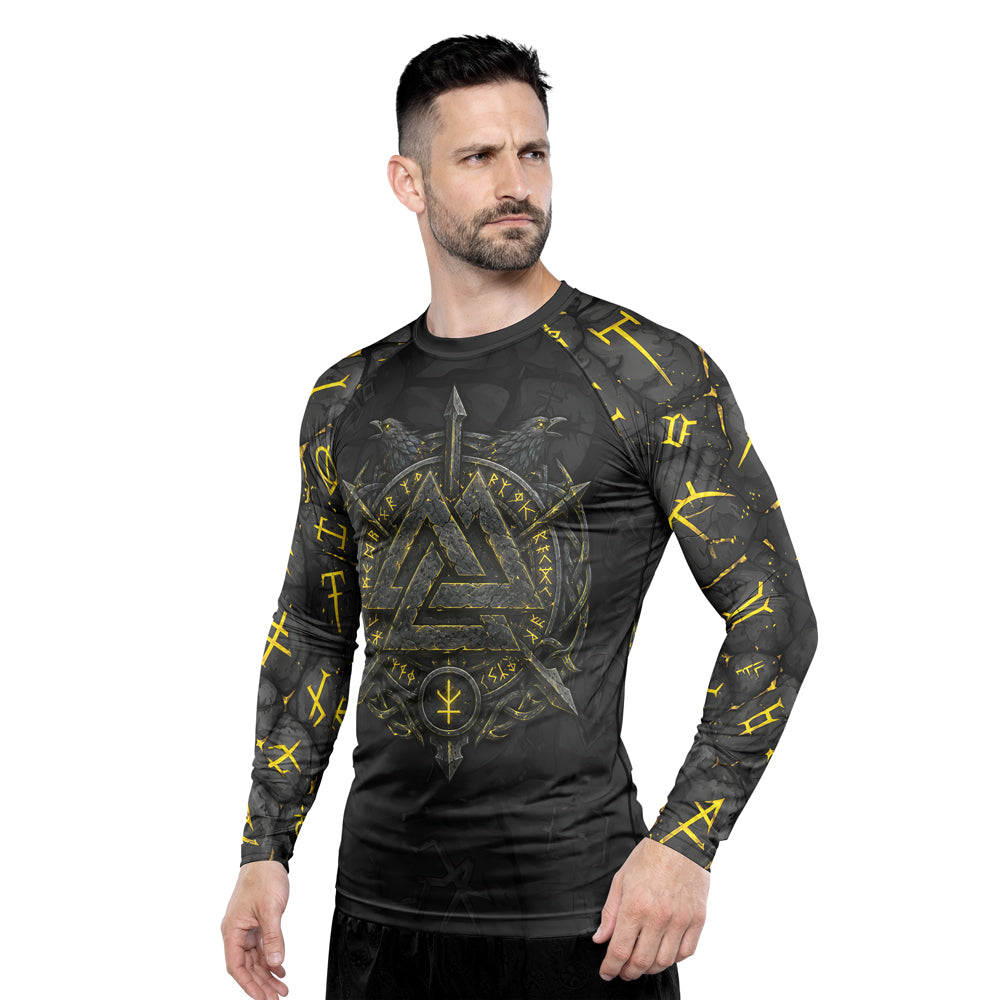 Rashninja Viking Raven Vegvisir Men's Long Sleeve Rash Guard