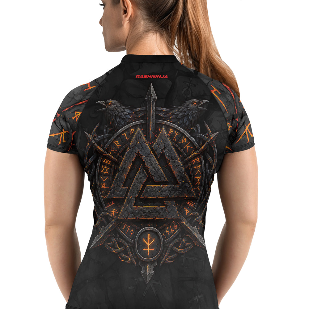 Rashninja Viking Raven Vegvisir Women's Short Sleeve Rash Guard
