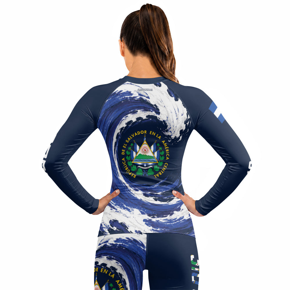 Rashninja Patriot El Salvador Flag Women's Long Sleeve Rash Guard