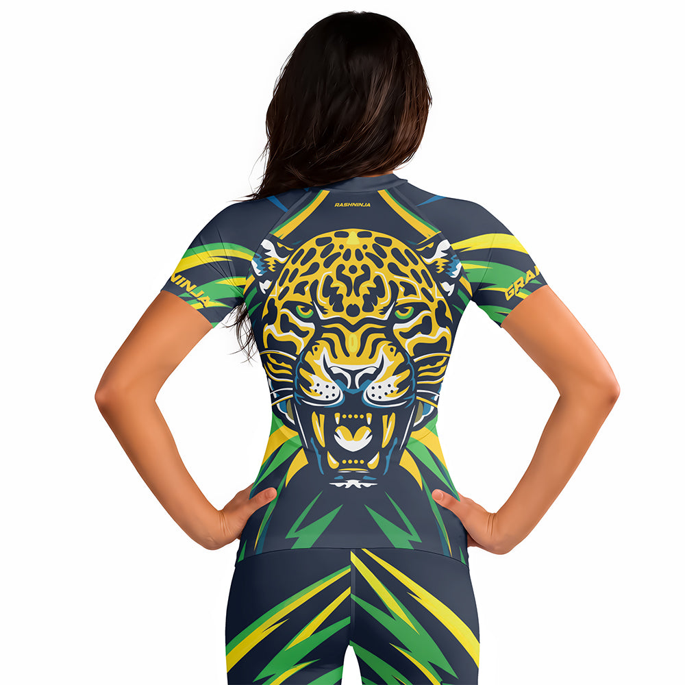 Rashninja Patriot Brazil Flag Women's Short Sleeve Rash Guard