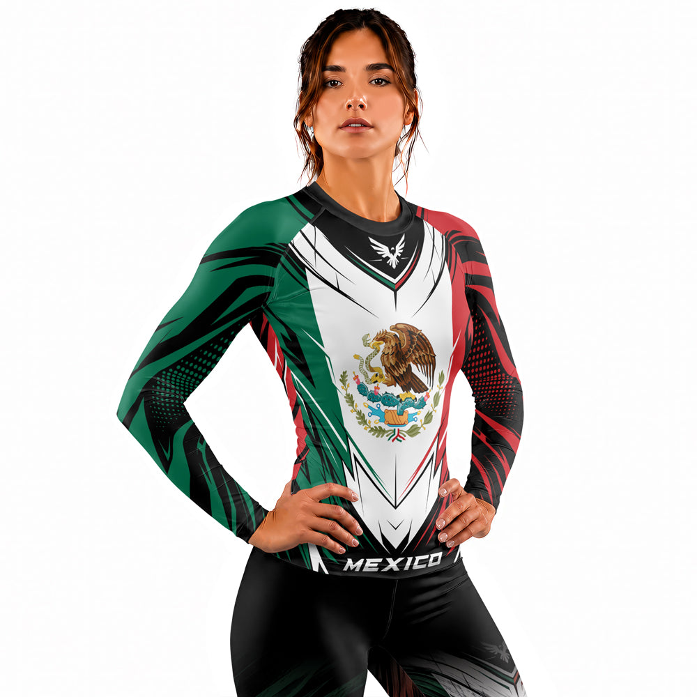 Rashninja Patriot Mexico Flag Women's Long Sleeve Rash Guard