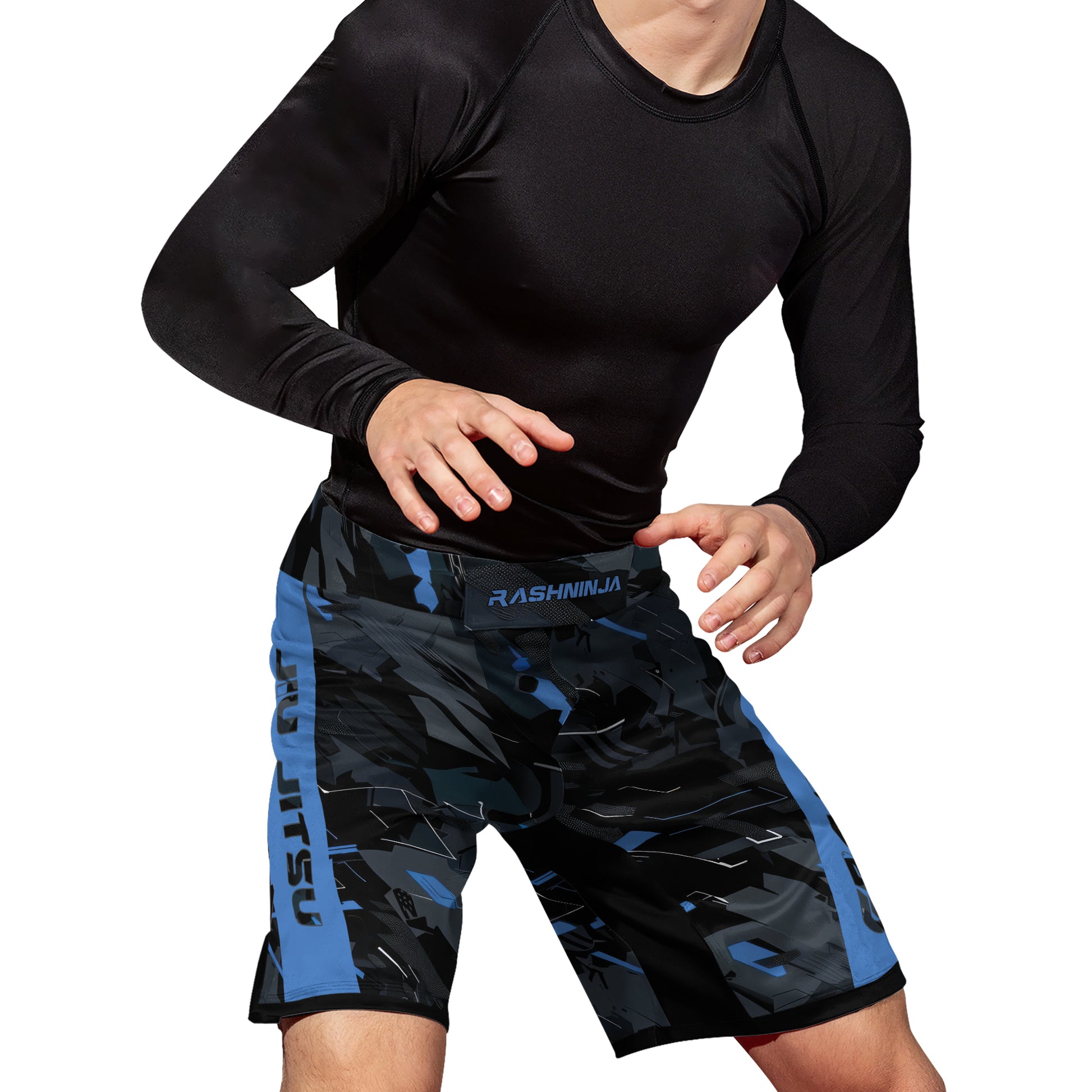 Rashninja Blue Triangle Men's Fight Shorts