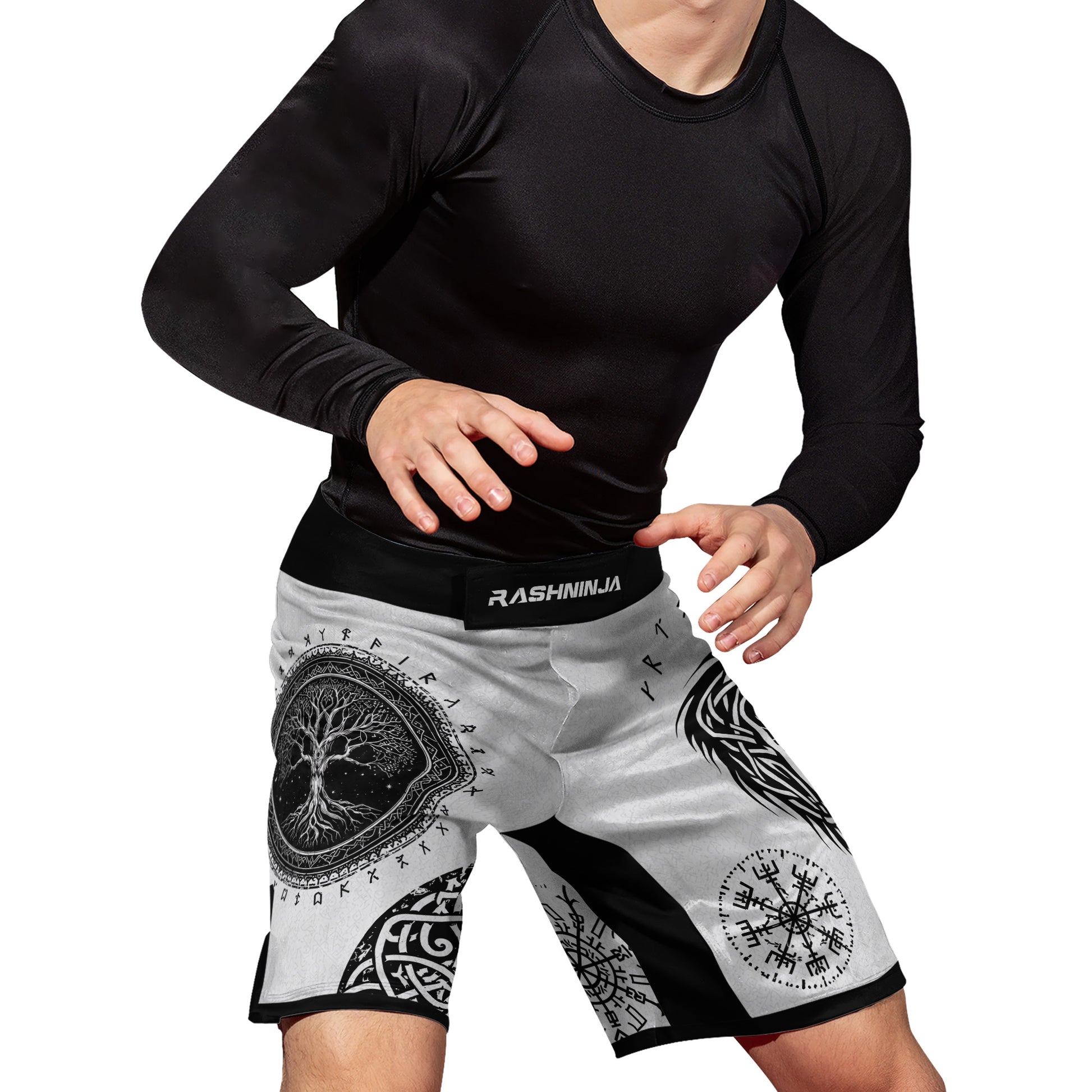 Rashninja Yggdrasil Bear Viking Men's Fight Shorts