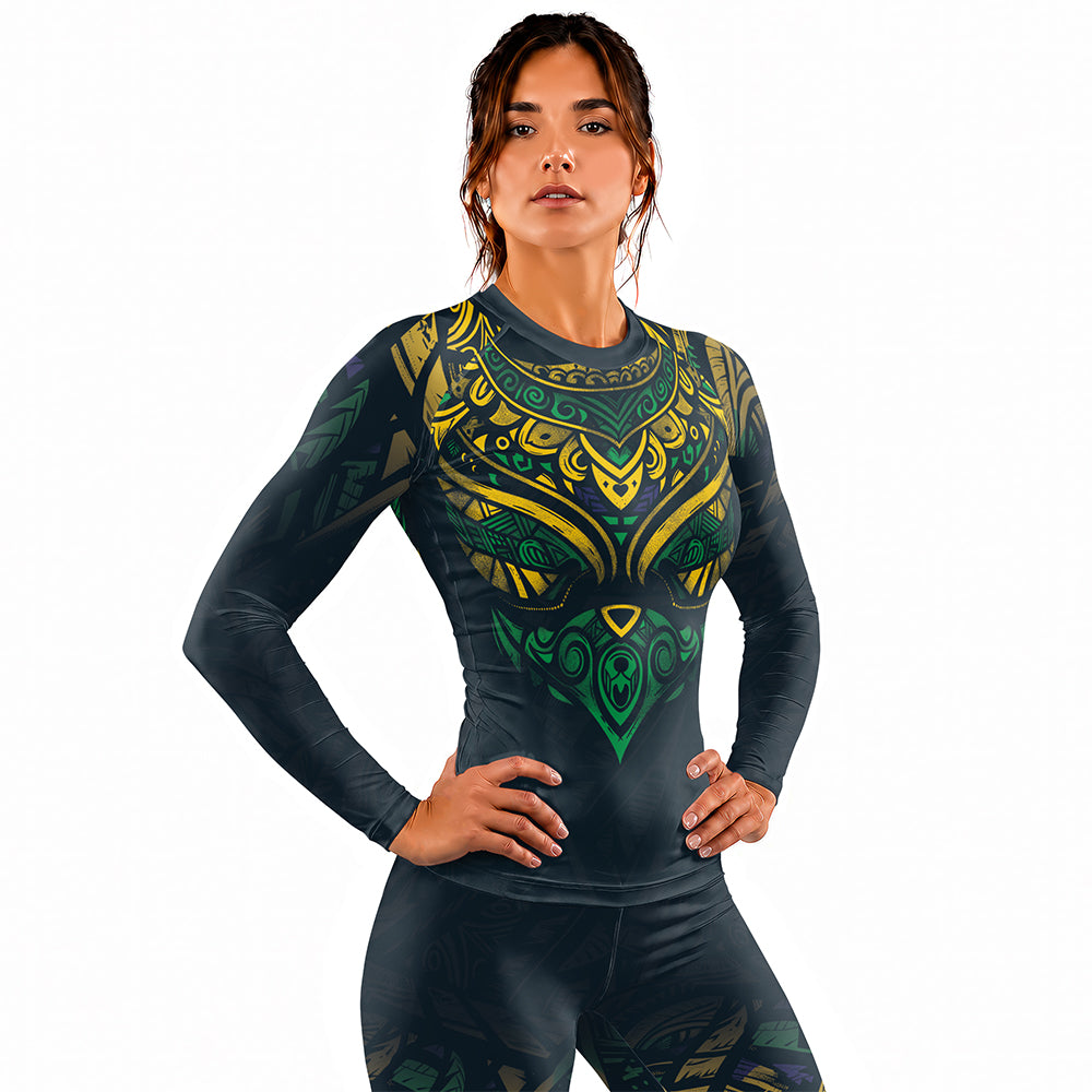 Rashninja Patriot Brazil Flag Women's Long Sleeve Rash Guard