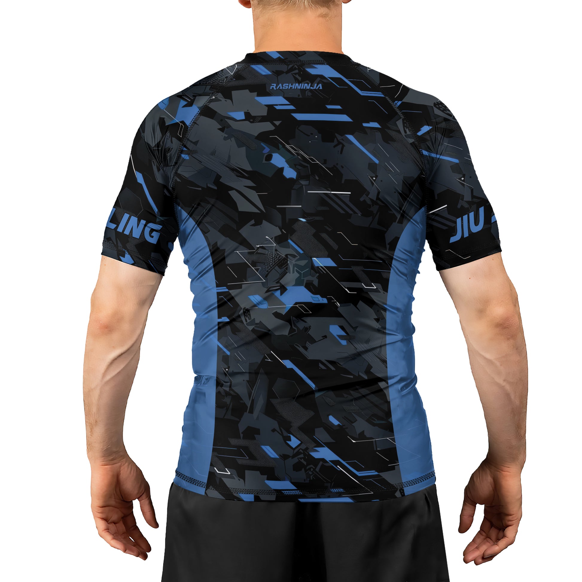 Rashninja Blue Triangle Men's Short Sleeve Rash Guard