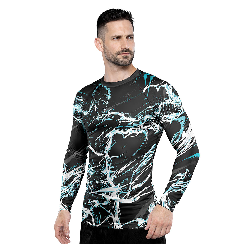 Rashninja Cyber Shadow Fighter Men's Long Sleeve Rash Guard