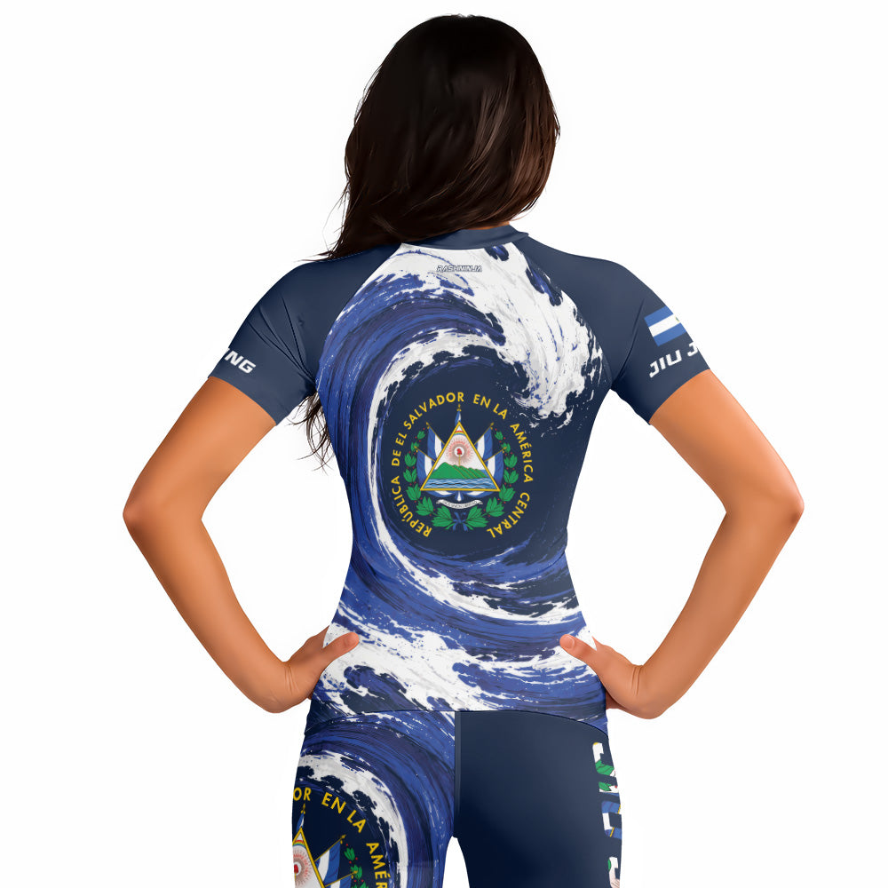 Rashninja Patriot El Salvador Flag Women's Short Sleeve Rash Guard