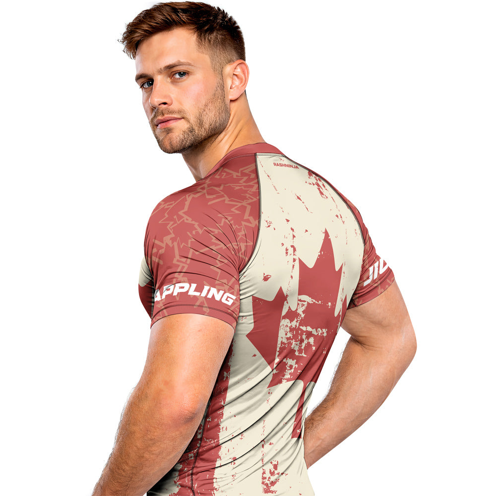 Rashninja Patriot Canada Flag Men's Short Sleeve Rash Guard